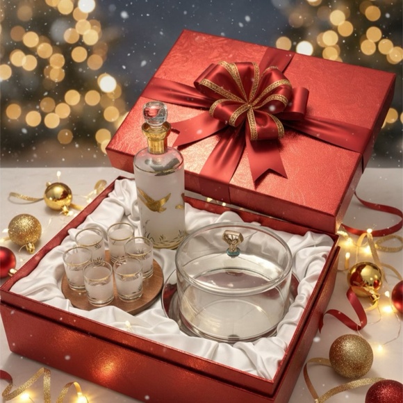 Rare MCM Gold Duck Hunting Decanter Set of 7 KROMEX Server & Wood Tray - Picture 3 of 15